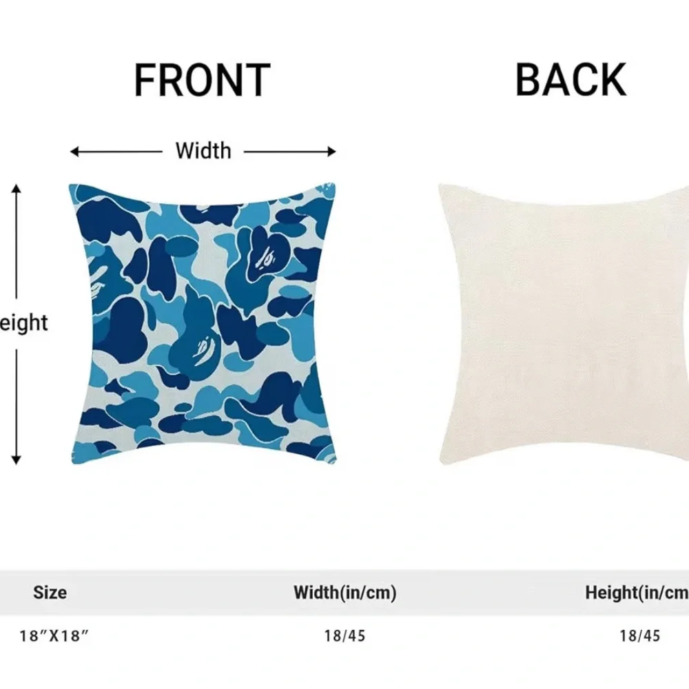 Set of 2 Blue Camouflage Abstract Throw Pillow Covers – 18x18”